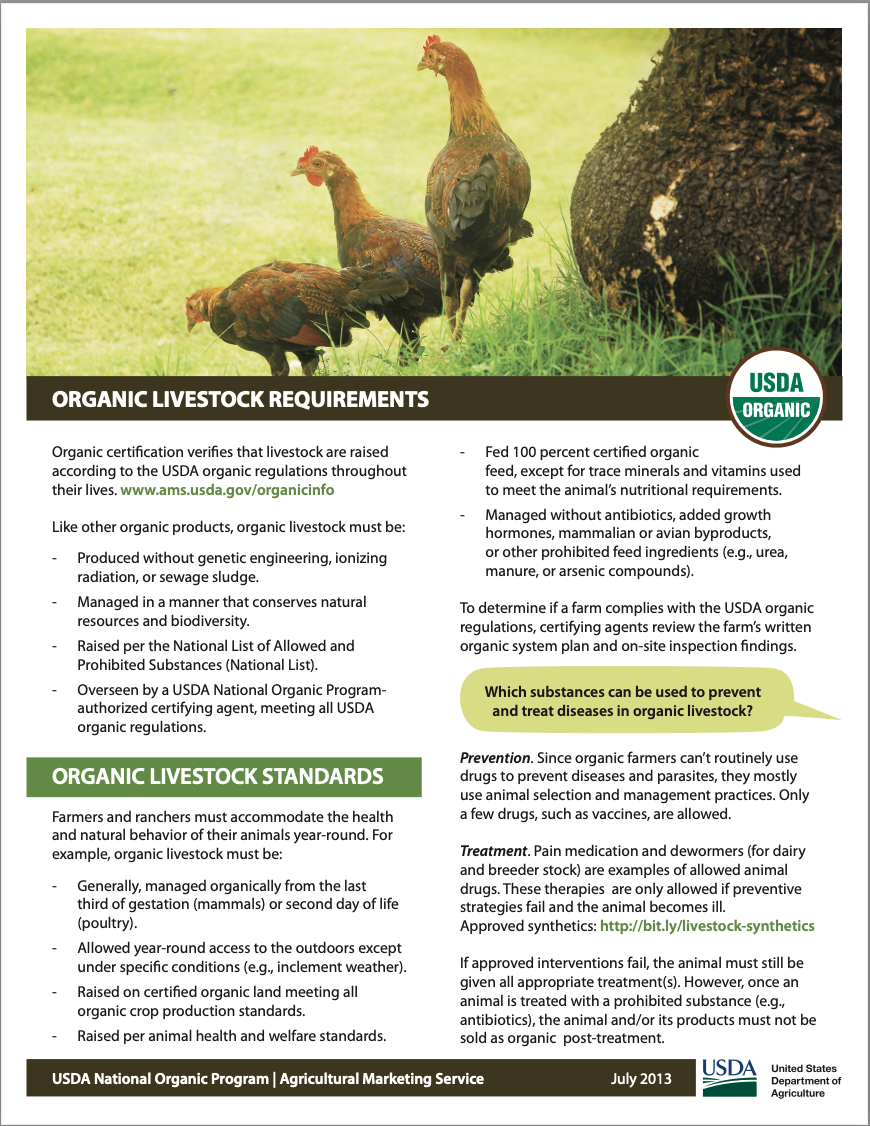 USDA ORGANIC LIVESTOCK REQUIREMENTS document