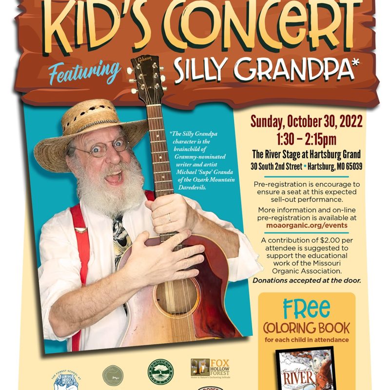 Flyer with information about a Children's Concert at the Hartsburg Grand with the Missouri Organic Association